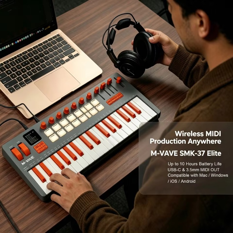 لوحة مفاتيح MIDI لاسلكية M-VAV - مراجعة Midi Controller Pad وسعره